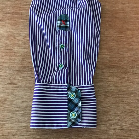Robert Graham X Series Shirt Men L Purple Striped Button Up Long Sleeve - Picture 10 of 13